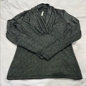 Metallic Gray Women's Cowlneck Top